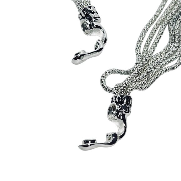 Joan Rivers 7 Strand Silver Tone Popcorn Rope Chain Necklace And Bracelet (6018) - Picture 10 of 11